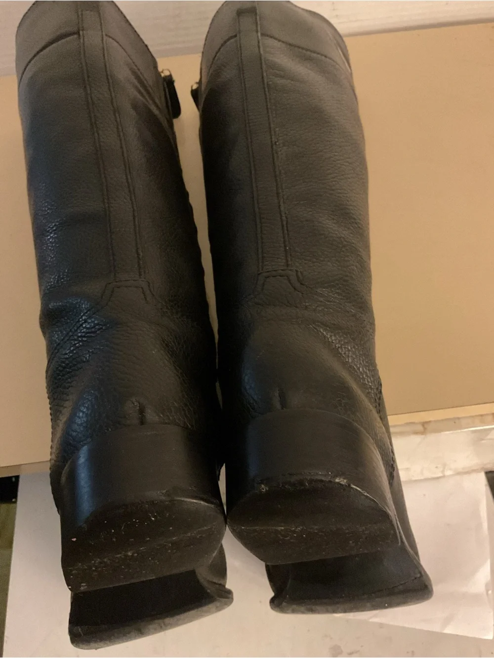 Tory Burch women Black Leather Knee-High Riding Boots with Gold Logo boots US 7